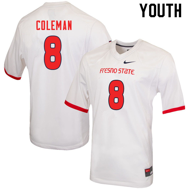 Youth #8 Chris Coleman Fresno State Bulldogs College Football Jerseys Sale-White
